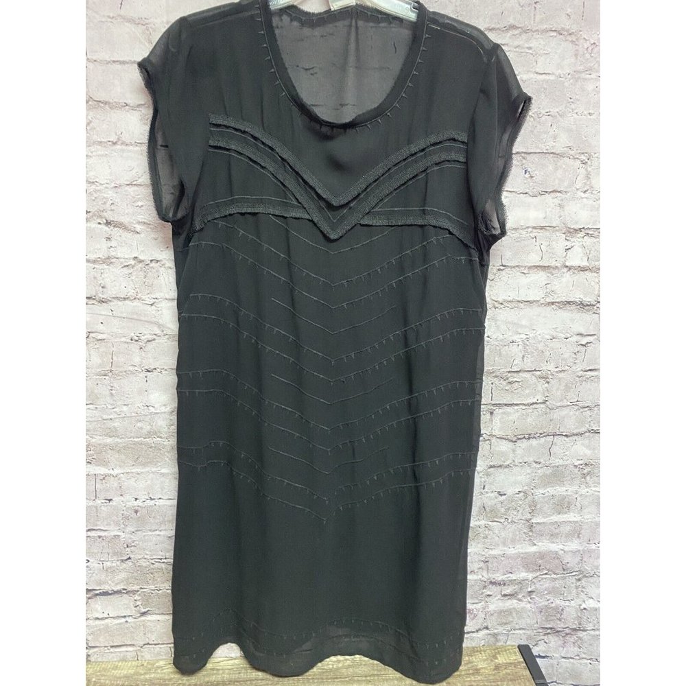 CAbi Women’s Dress Black Sheer See Through Size M Short Sleeve